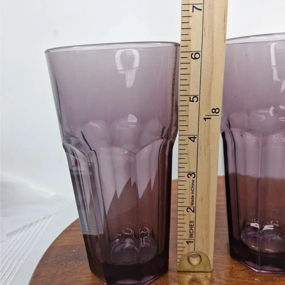 3 LIBBEY Gibraltar Violet‎ Dark Purple 16-ounce Cooler Glass Tumbler 6 3/8